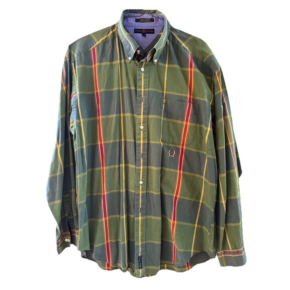 Vintage Tommy Hilfiger Shirt Mens XL Striped Button Down Pocket Classic 90s